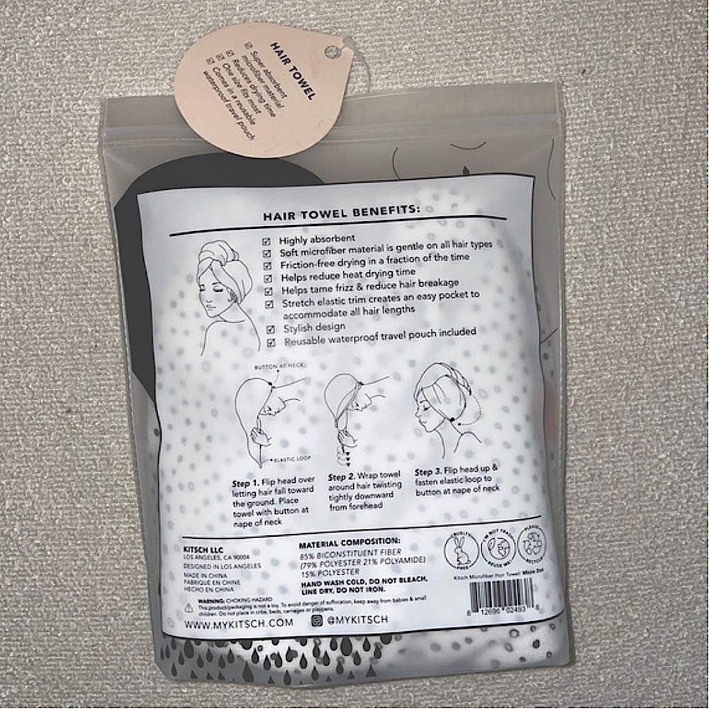 Kitsch Quick Drying Hair Towel Microfiber Micro Dot - Picture 4 of 7